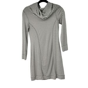 Dakini Gray White‎ Striped Cowl Neck Long Sleeve Dress